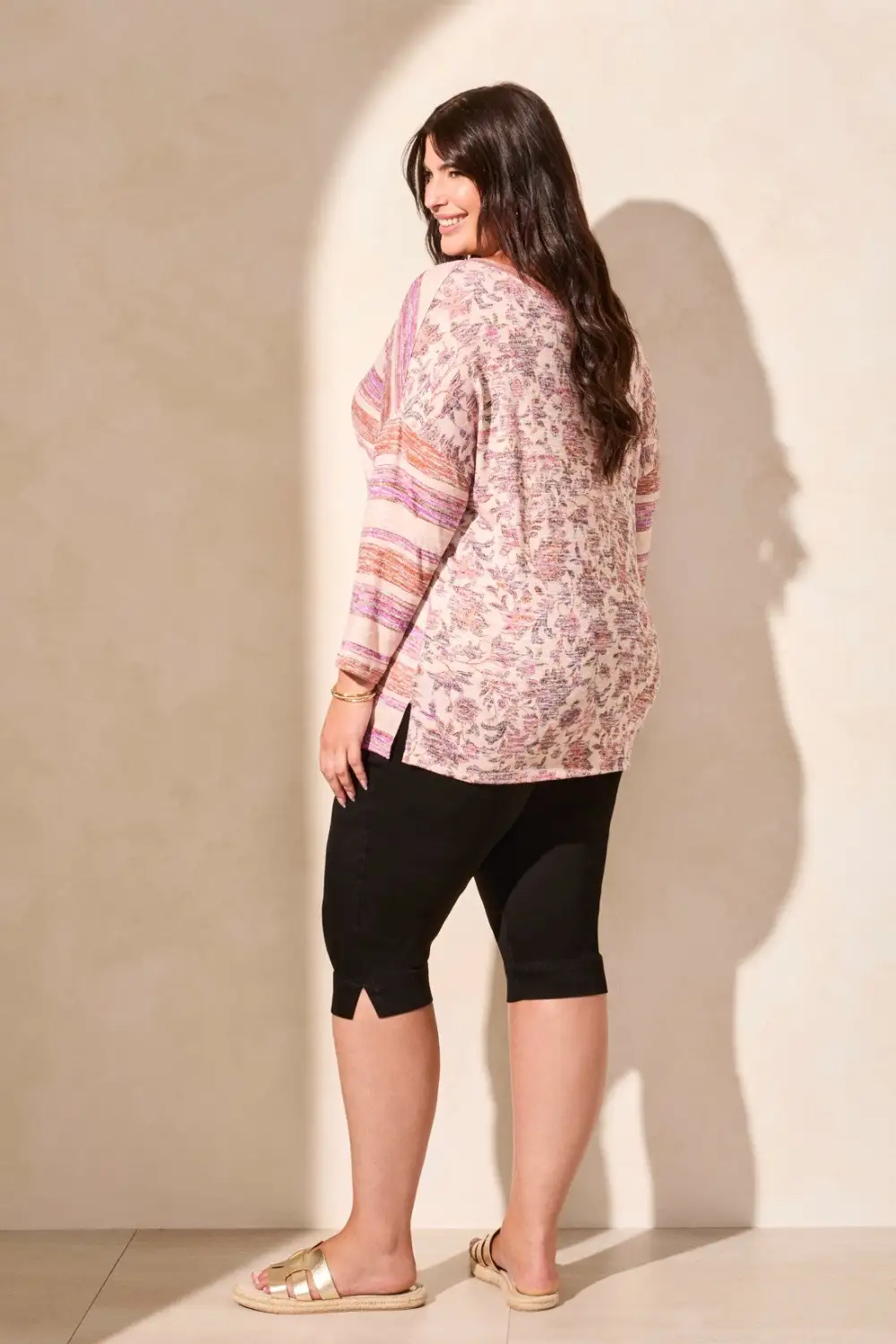 Patterned Two-Way Dolman Top-Orchidsky
