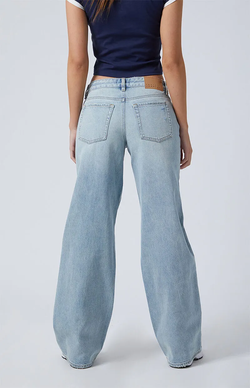 PacSun Casey Ripped Low Rise Baggy Light Indigo