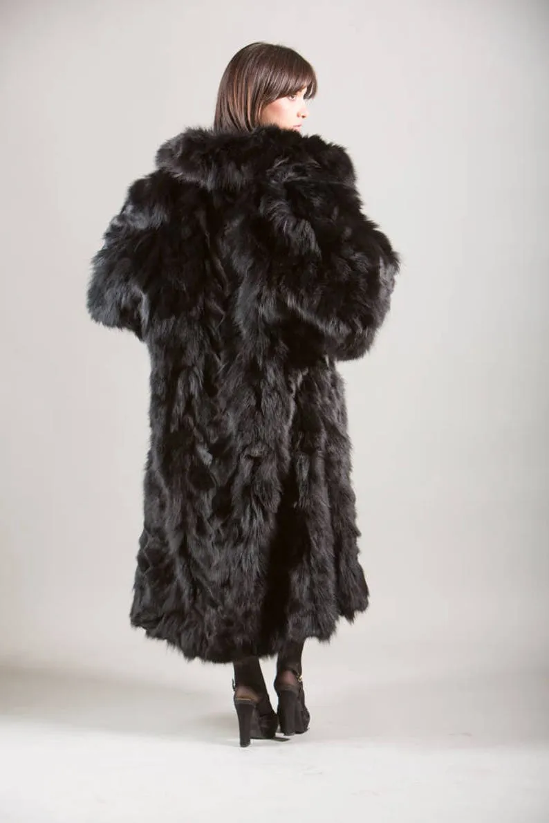 Black Fur Full Length Jacket