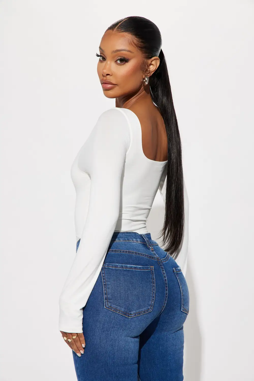 Raissa Long Sleeve Bodysuit - White