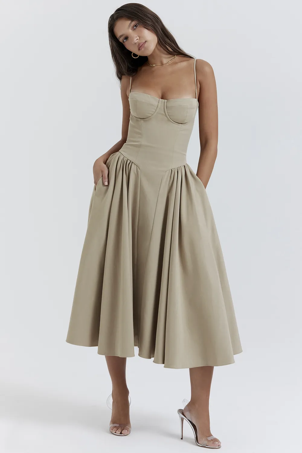 TAUPE CORSET SUNDRESS