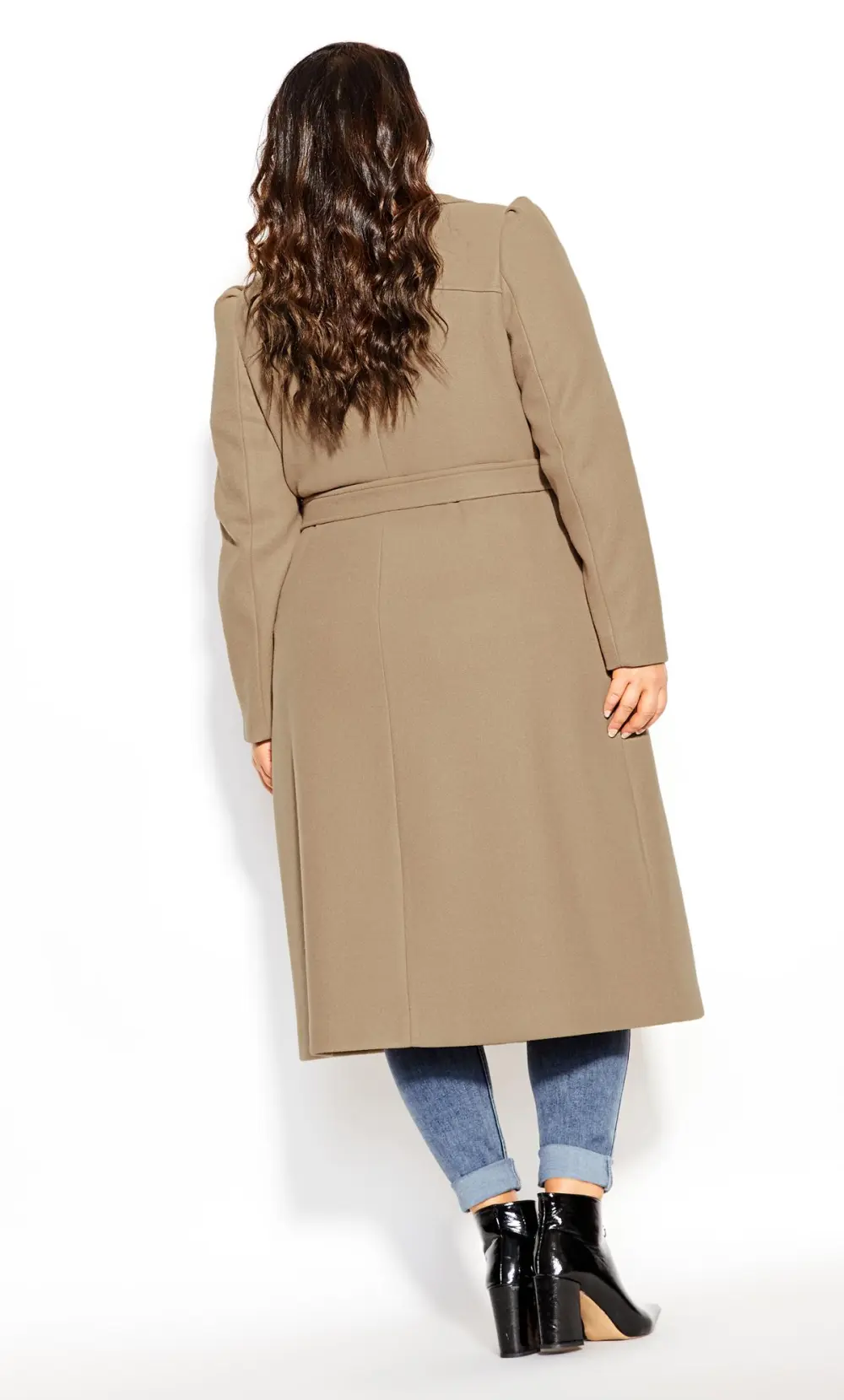 Evans Beige Brown Wool Blend Trench Coat