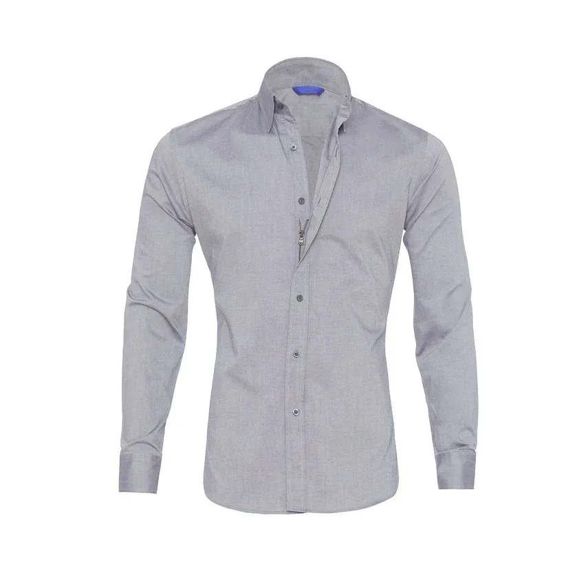 Men’s Zipper Oxford Shirt – Classic Style, Modern Comfort
