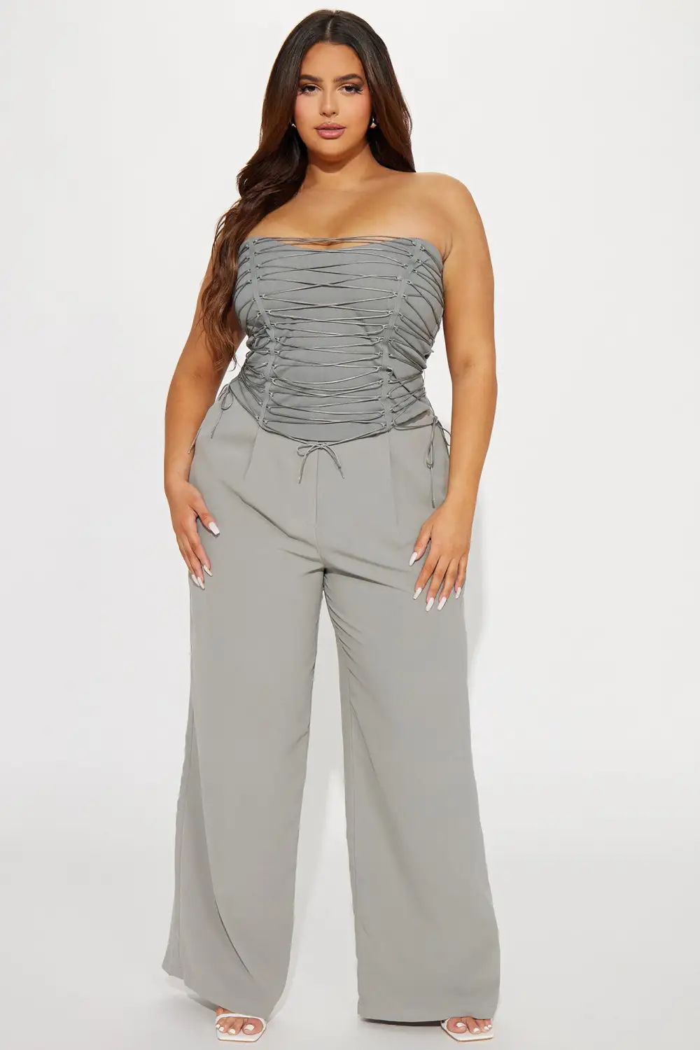 Hot List Strappy Corset top - Grey