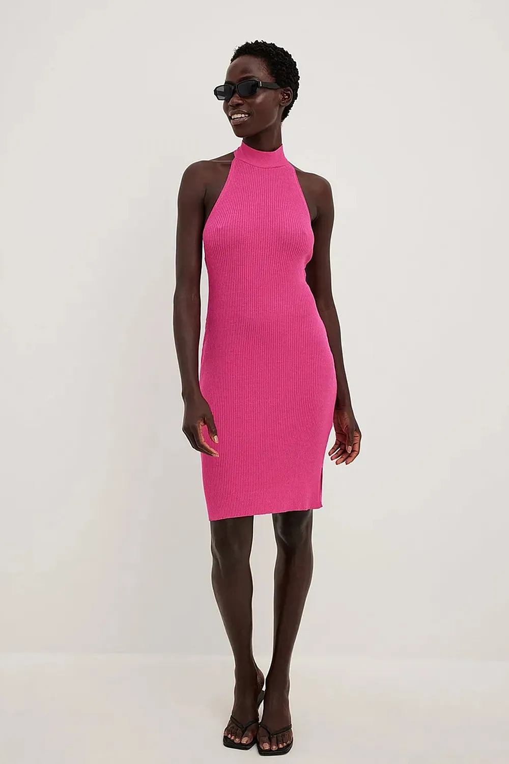 Knitted Tie Detail Mini Dress