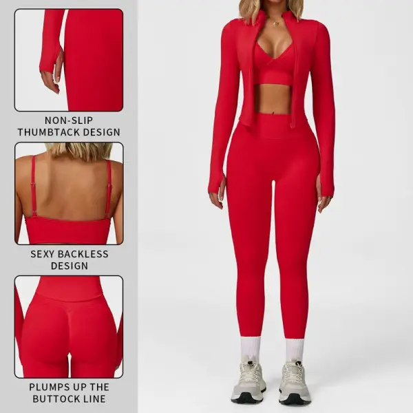 Women's Breathable 3-Piece Gym Tracksuit