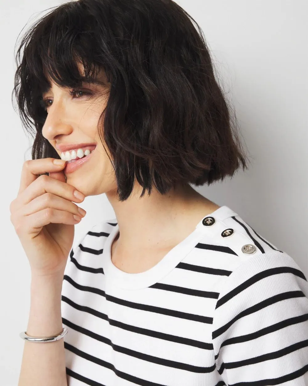 Short Sleeve Button Shoulder Tee
