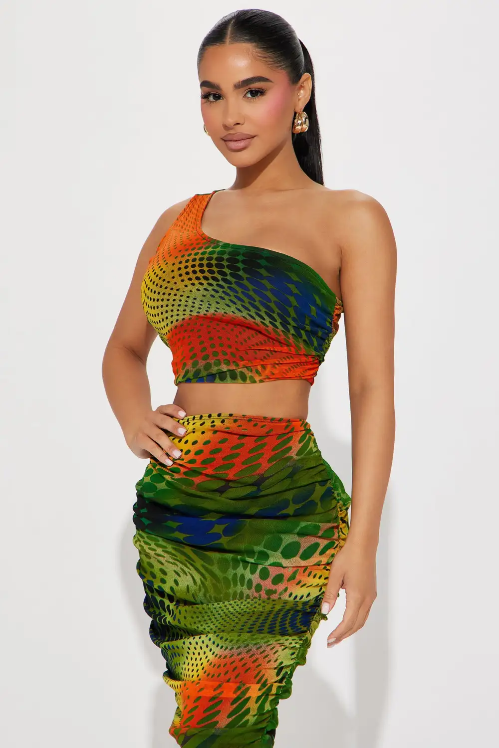 Keep The Vibe Skirt Set - Orange/combo