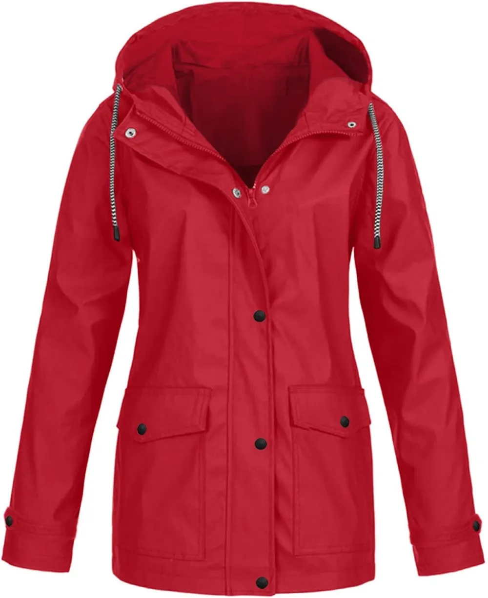 Rain Jackets For Women Waterproof With Hood Lightweight Casual Anorak Travel Hiking Coats with Pockets 720