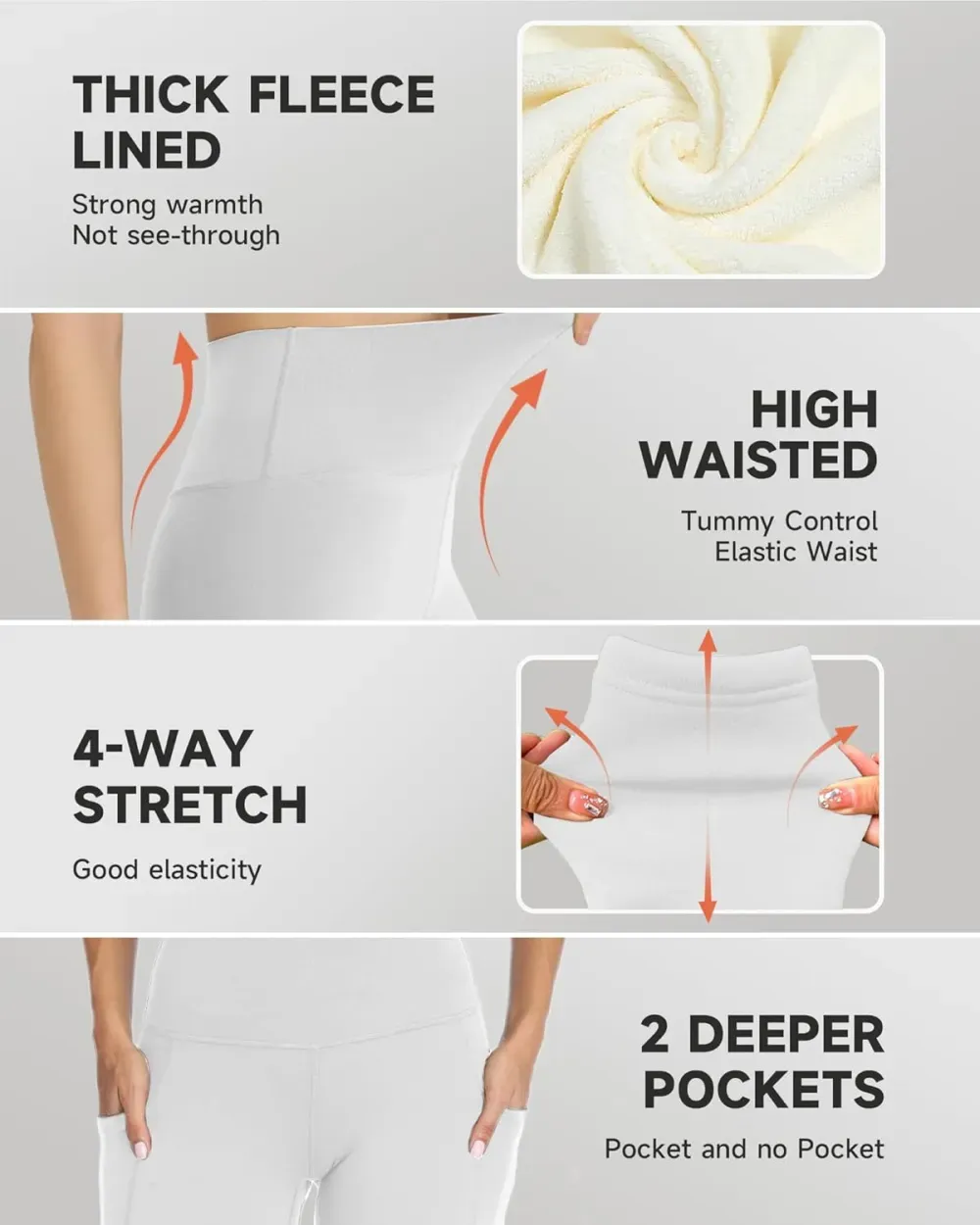 Fleece Lined Leggings for Women – Thick Winter Warm Thermal High Waisted Tummy Control Workout Yoga Pants