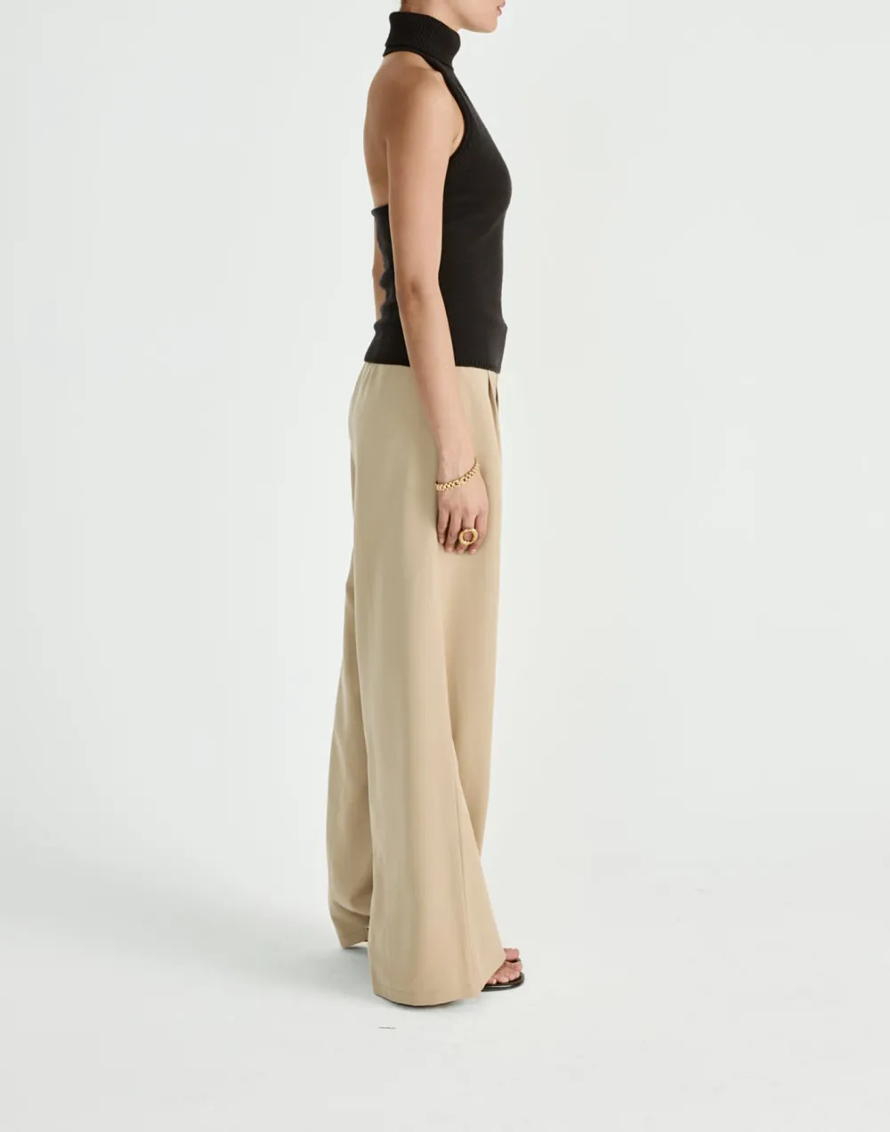 High-Waisted Wide-Leg Trousers With Pleated Details