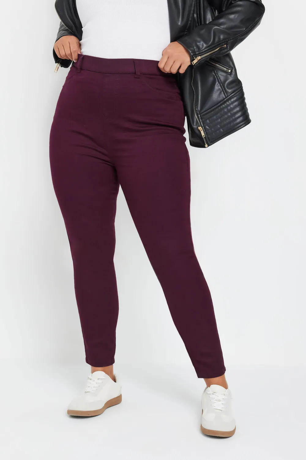 YOURS Curve Burgundy Red Stretch Pull On GRACE Jeggings