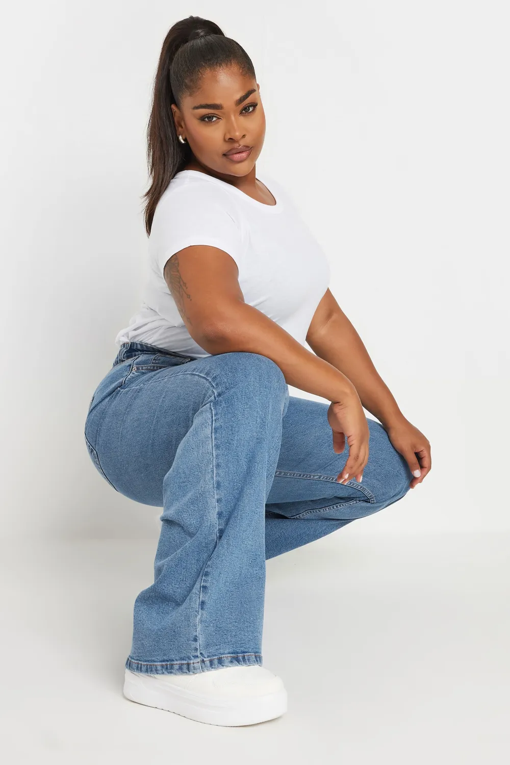 YOURS Curve Black Wide Leg Denim Jeans