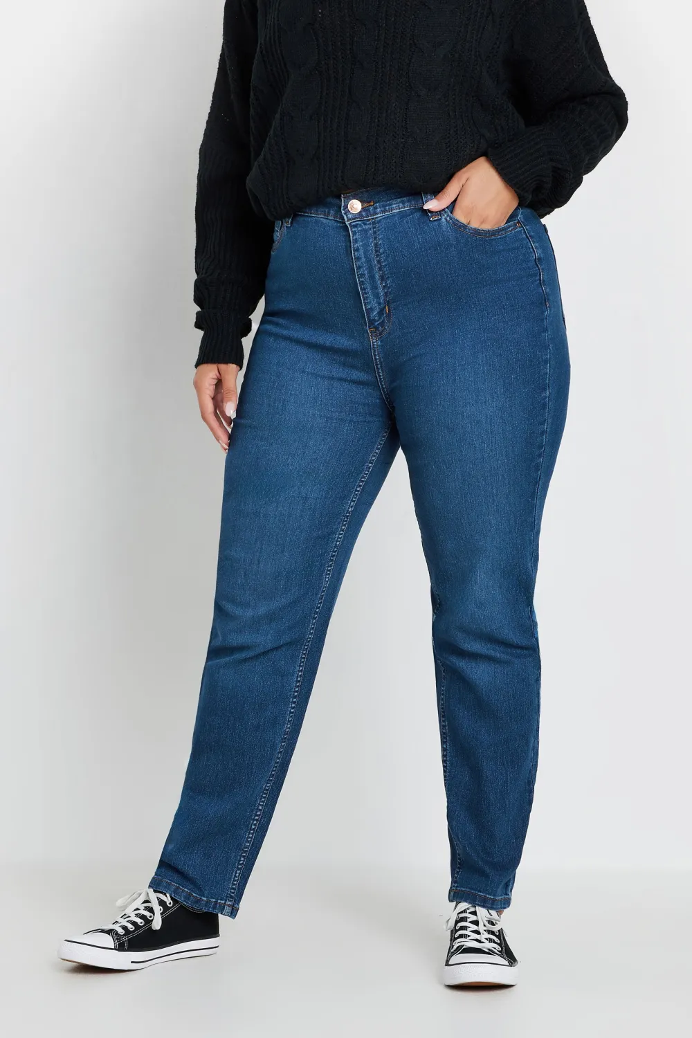 YOURS Curve Mid Blue Straight Leg RUBY Jeans