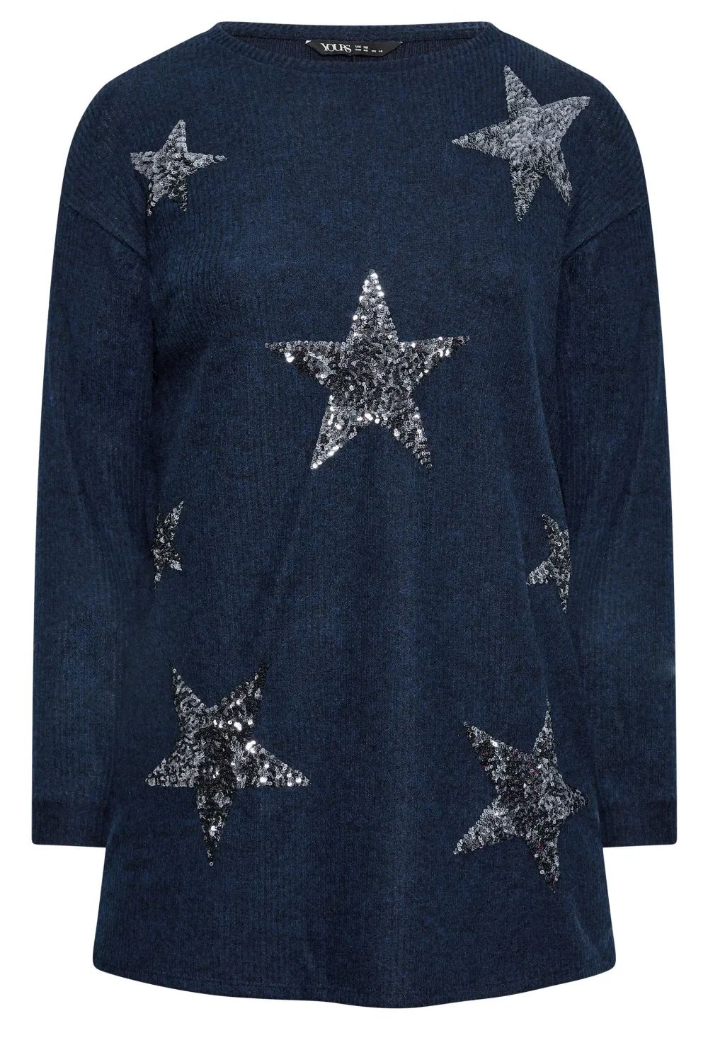 YOURS LUXURY Curve Blue Star Sequin Sweatshirt
