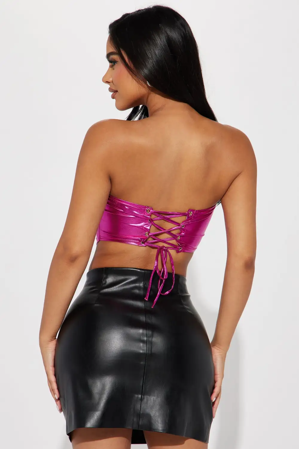 Electric Karma Metallic Corset - Fuchsia