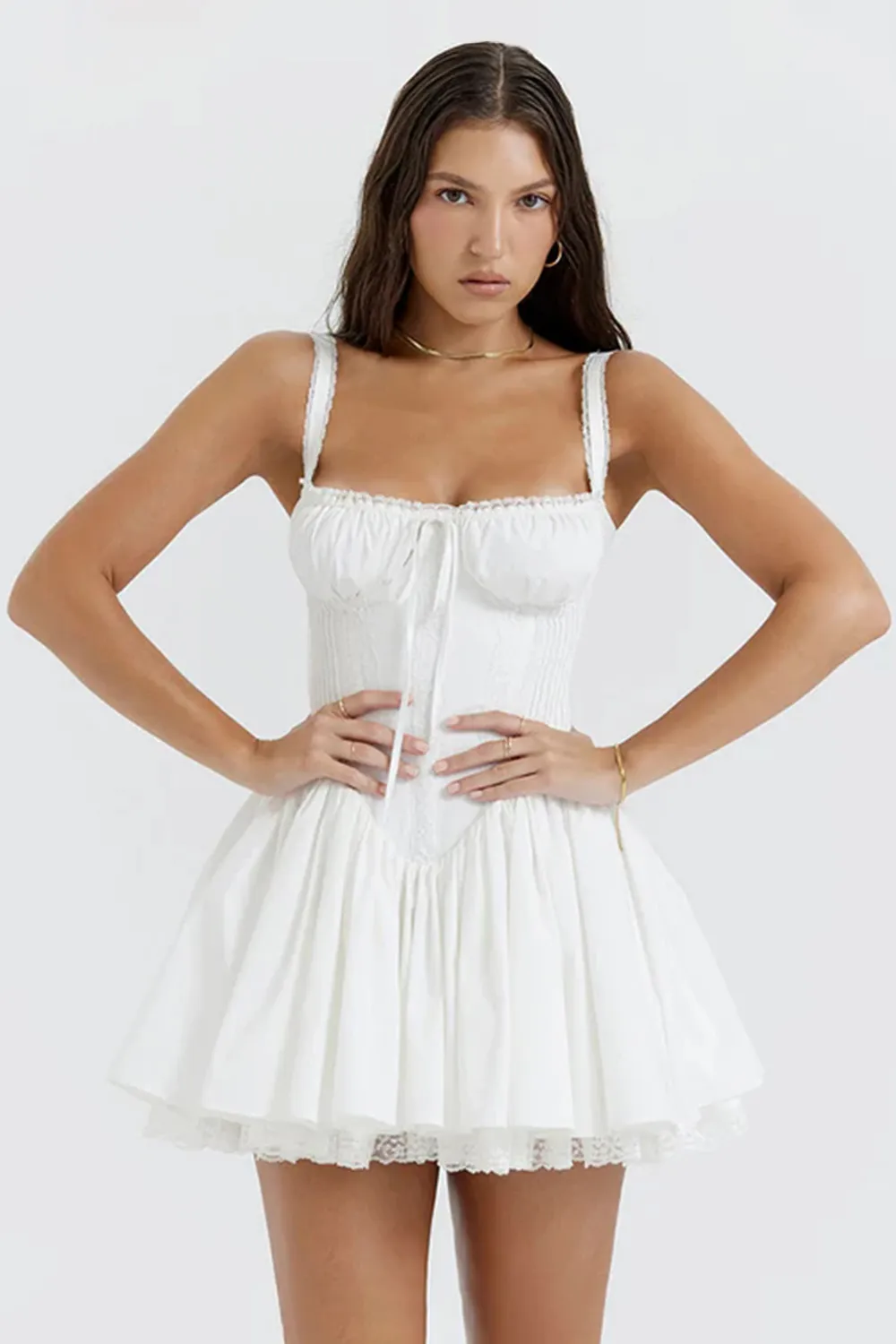 WHITE CORSET MINI DRESS