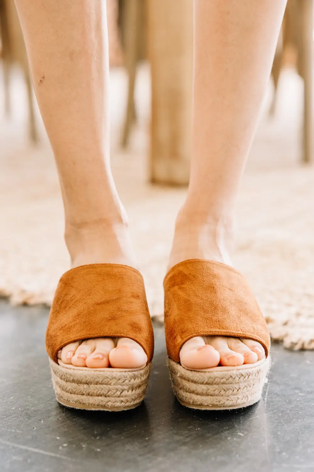 Going Well Tan Brown Espadrille Wedges