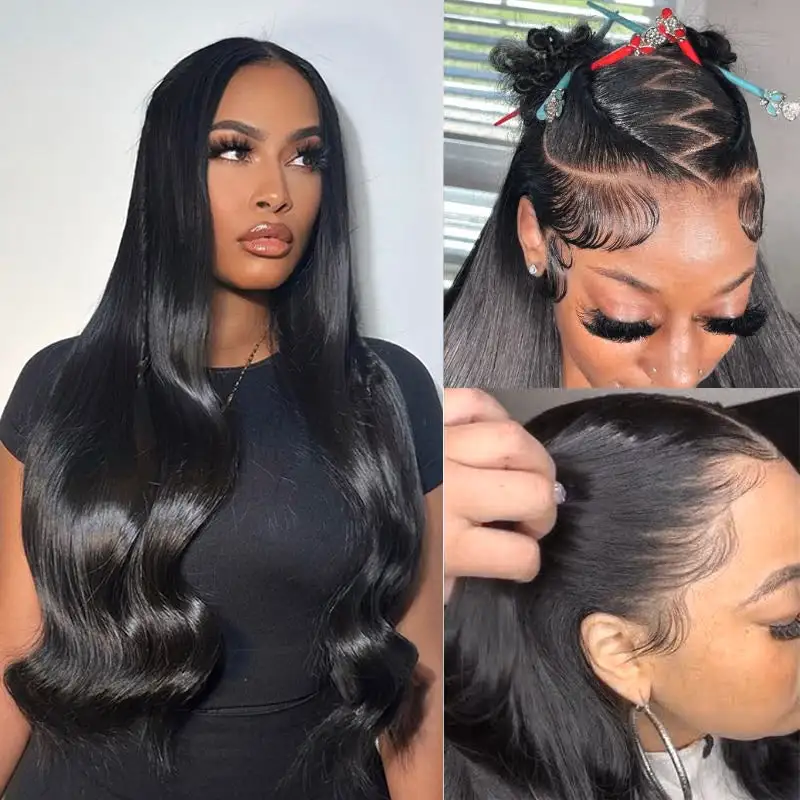 Flash Sale | @bigekane Recommend #1 Jet Black 13x6 FULL Lace Frontal Wig 16-34 Inches Human Hair Wigs