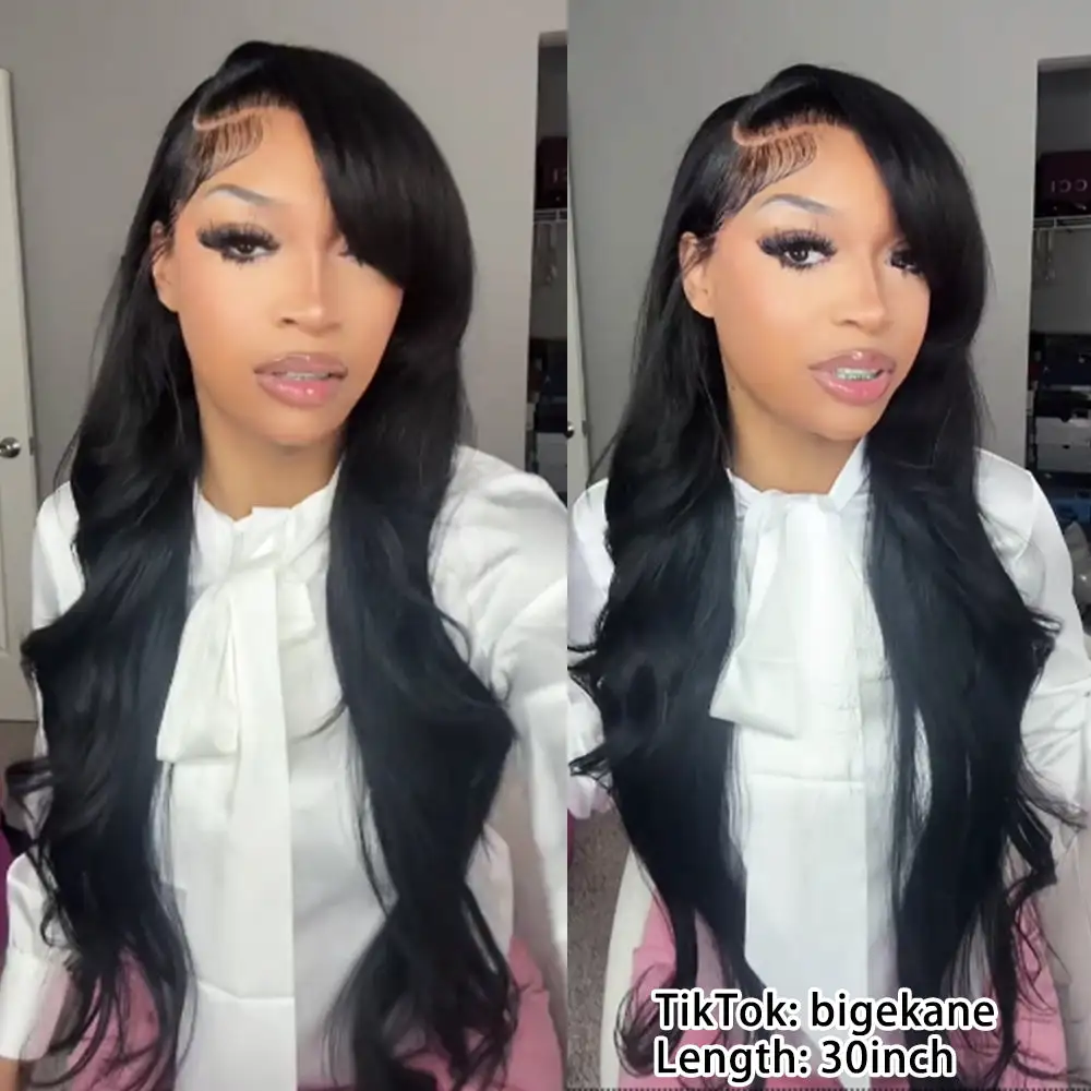 Flash Sale | @bigekane Recommend #1 Jet Black 13x6 FULL Lace Frontal Wig 16-34 Inches Human Hair Wigs