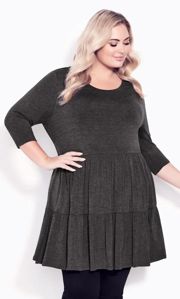 Evans Grey Tiered Tunic Dress