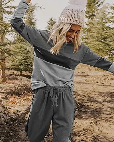 Lounge Sets for Women Two Piece Outfits Sweatsuits Sets Long Pant Loungewear Workout Athletic Tracksuits