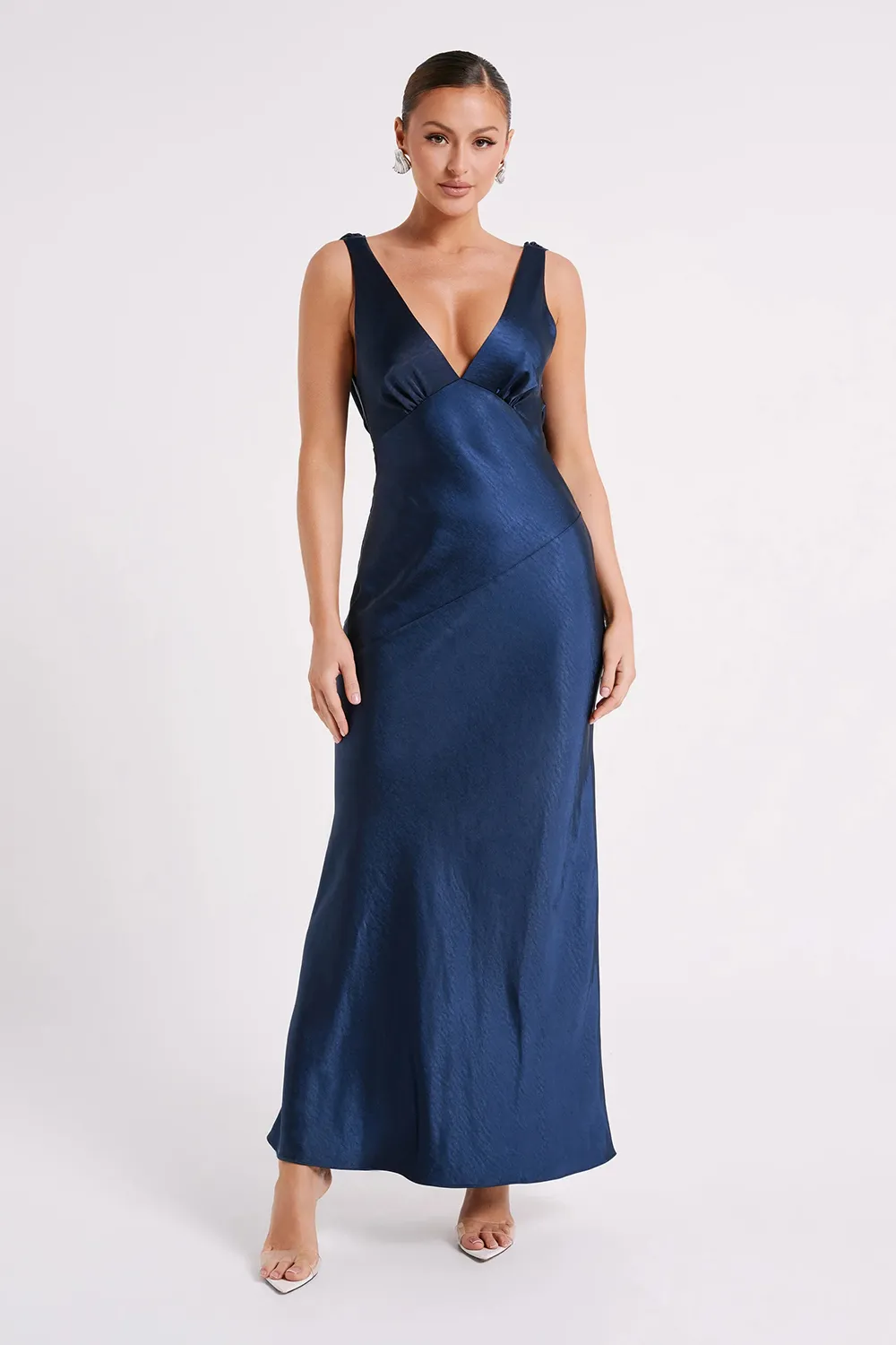 Maxi Satin Dress With Back Cowl