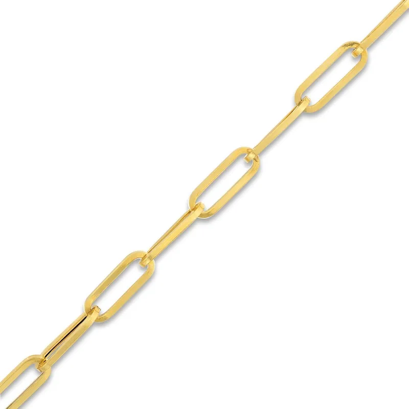 Hollow Paperclip Bracelet 10K Yellow Gold 7.5