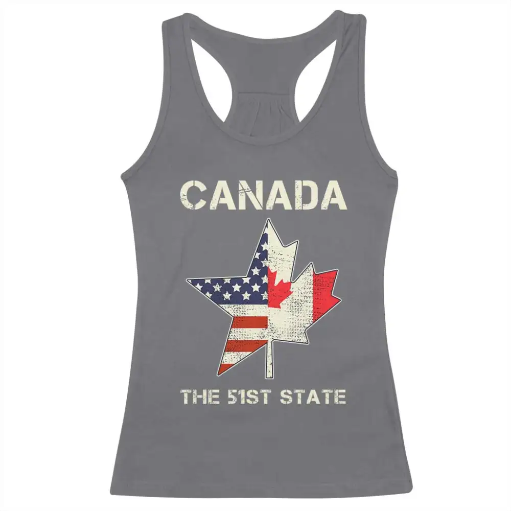 Canada The 51st State Racerback Tank Top Maple Canadian American Flag TS09