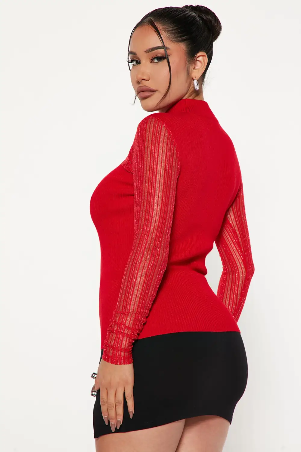 Such A Sweetheart Mock Neck Sweater - Red