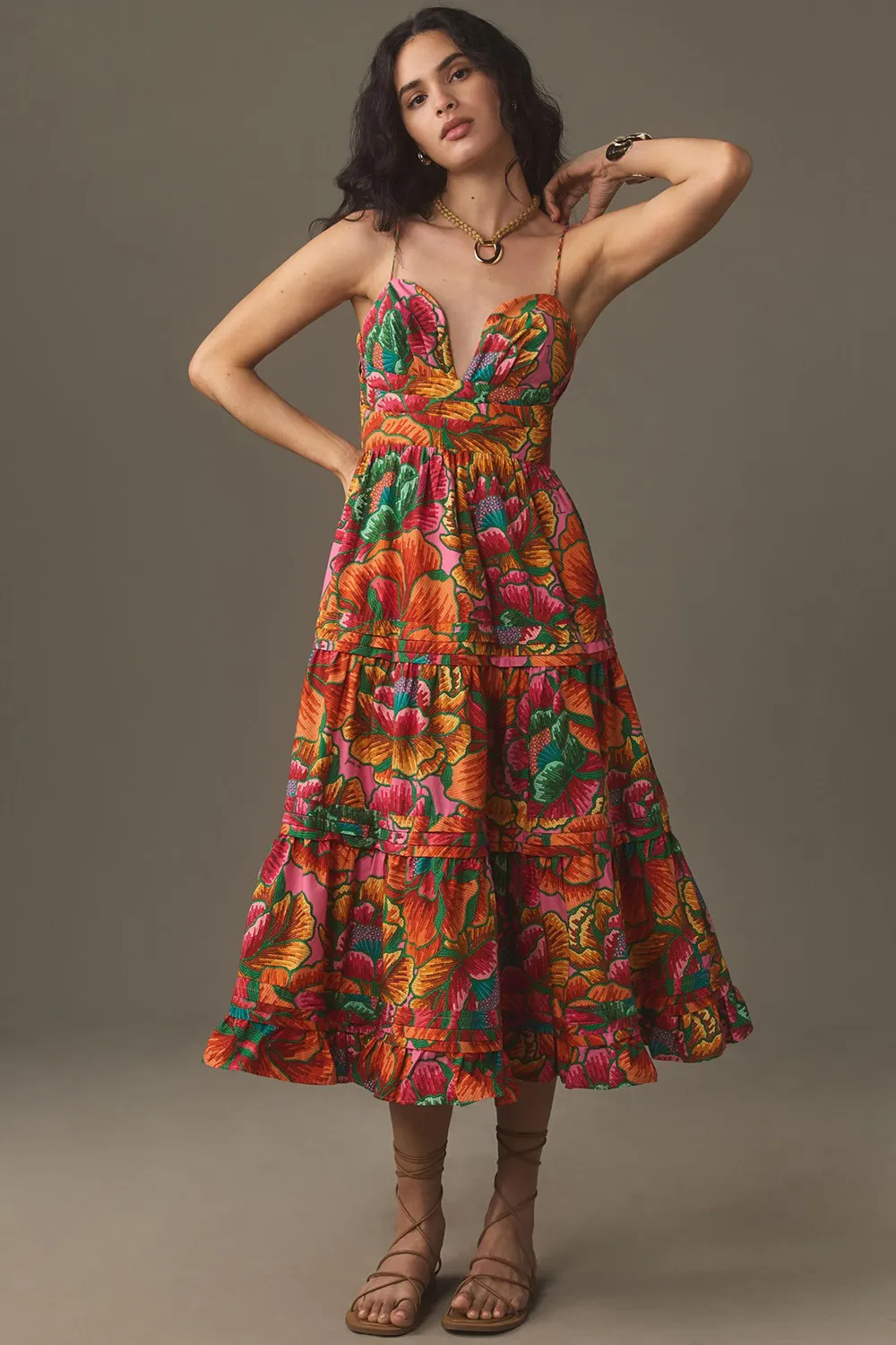 Beaded Spring Sleeveless Midi Dress