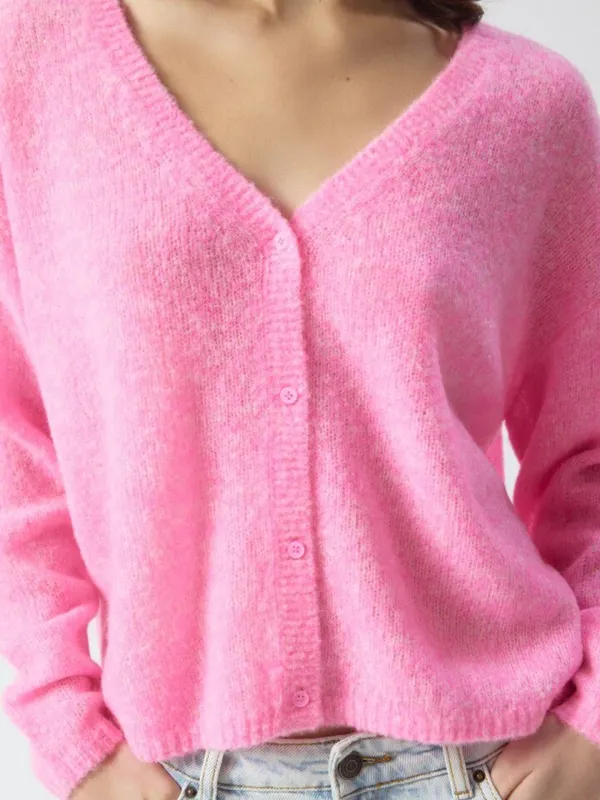 Textured Button Front Knit Cardigan