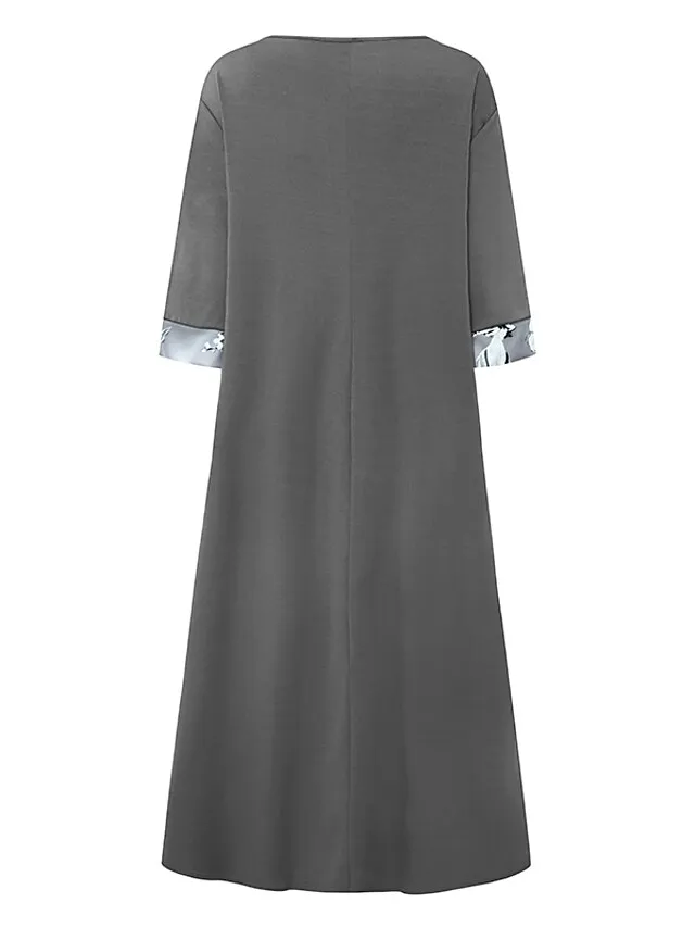 Women‘s Swing Dress Midi Dress Green Blue Gray Half Sleeve Floral Split Print Summer Spring V Neck Stylish Casual 2023 S M L XL XXL 3XL