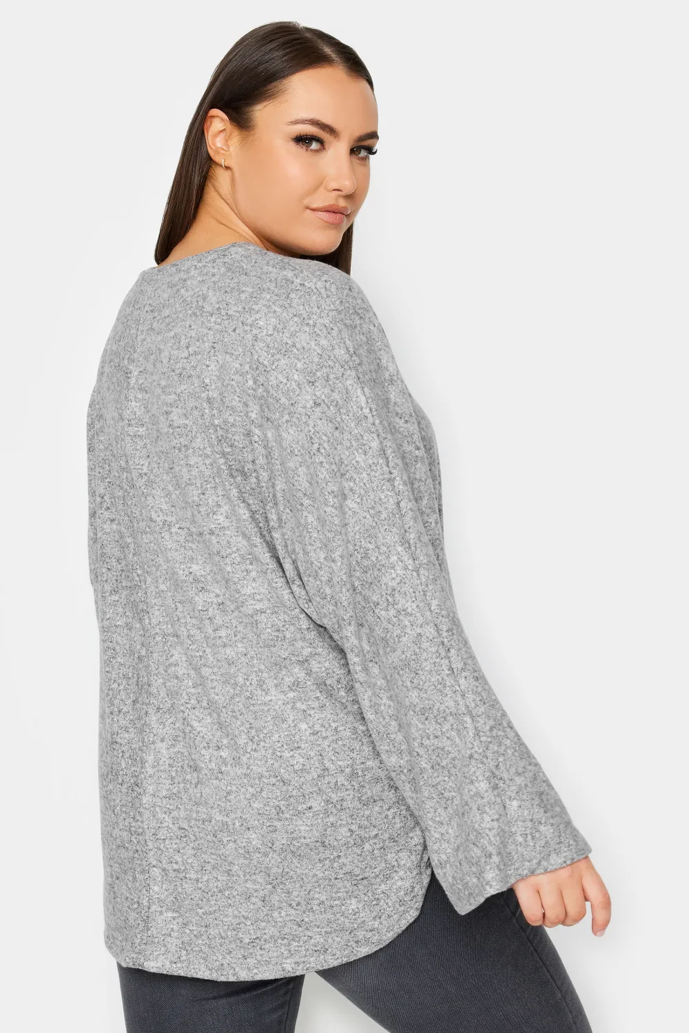 YOURS Curve Grey Front Seam Soft Touch Jumper