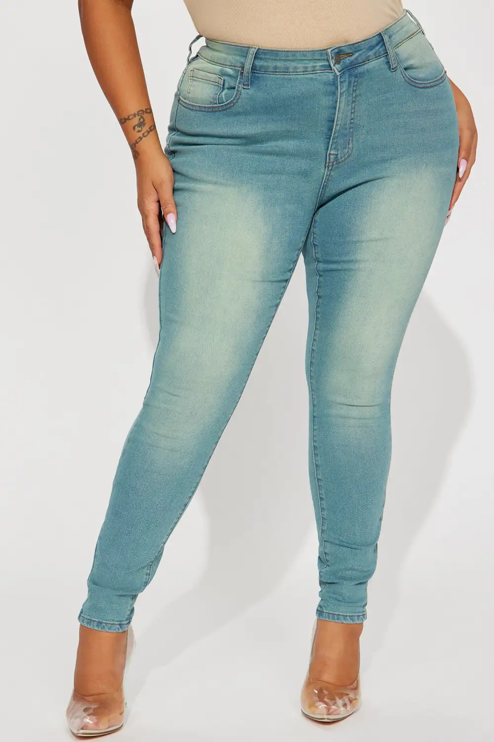 Hampton Tinted High Stretch Skinny Jeans - Medium Blue Wash