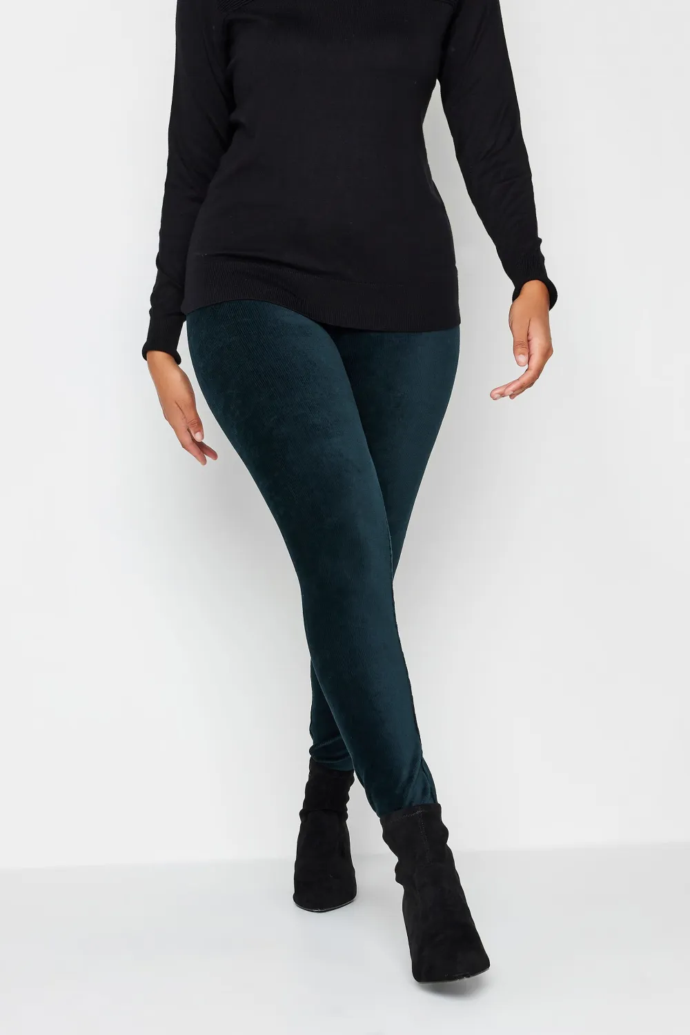 M&Co Teal Blue Cord Stretch Leggings