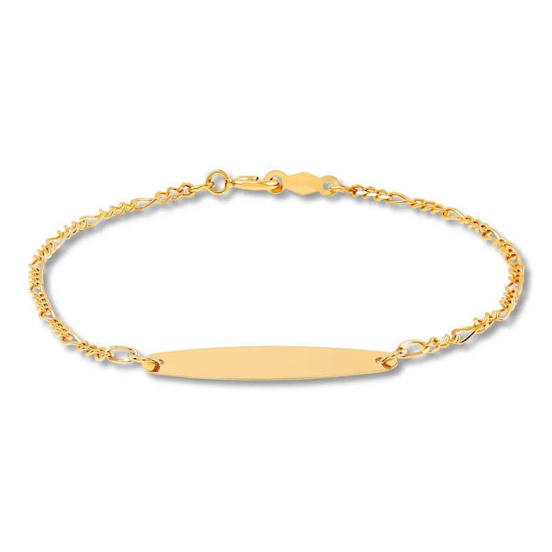 Children's Oval ID Figaro Bracelet 14K Yellow Gold 6