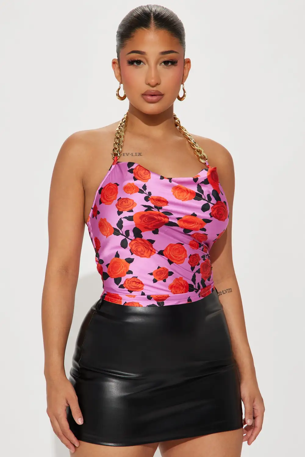Send The Roses Floral Halter Top - Purple/combo