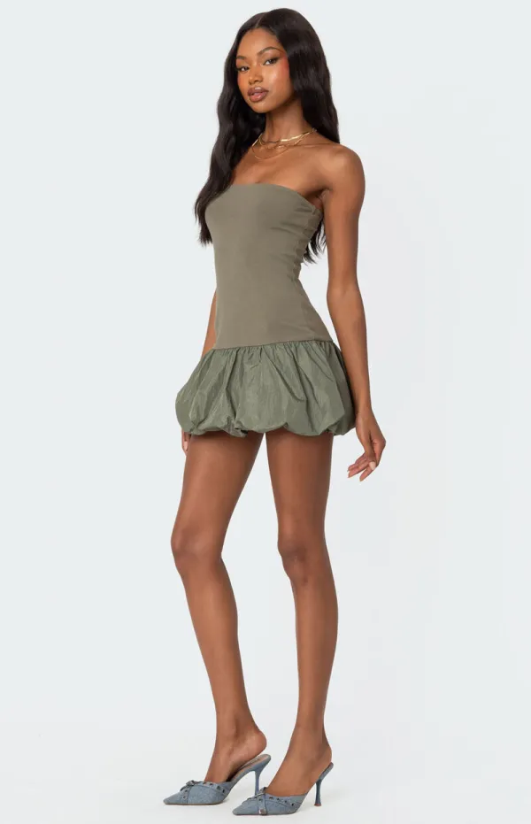 Edikted Bubble Skirt Ribbed Mini Dress