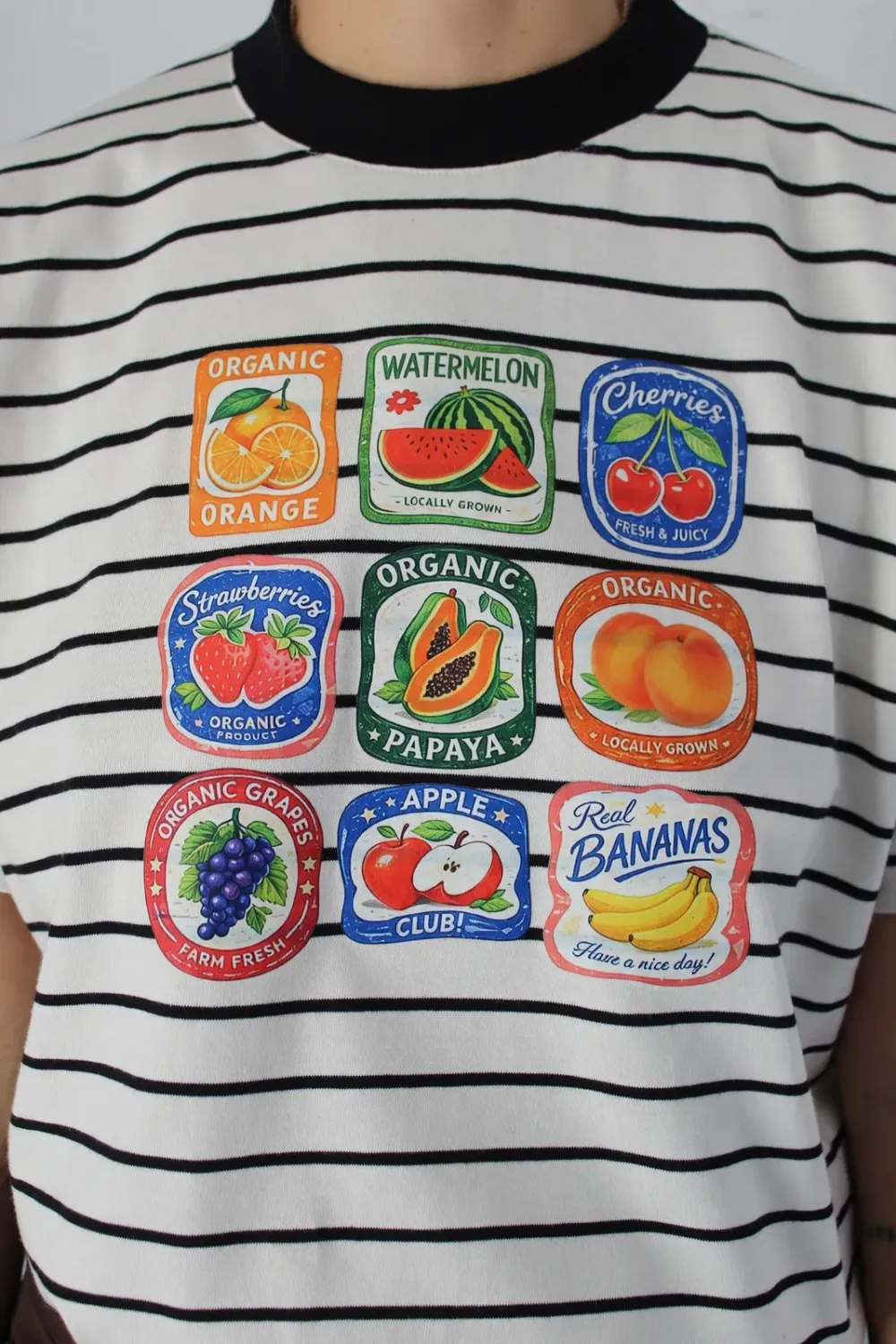 Softly Draped Graphic Crewneck Cotton Tee Finish