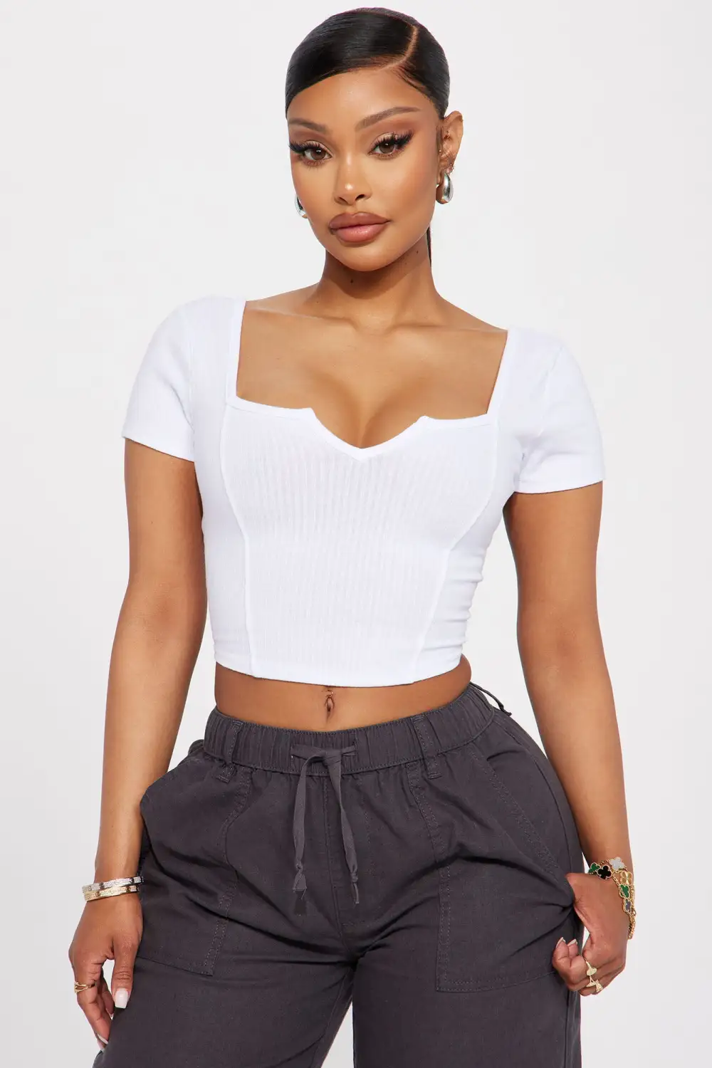 Kassandra Ribbed Top - White