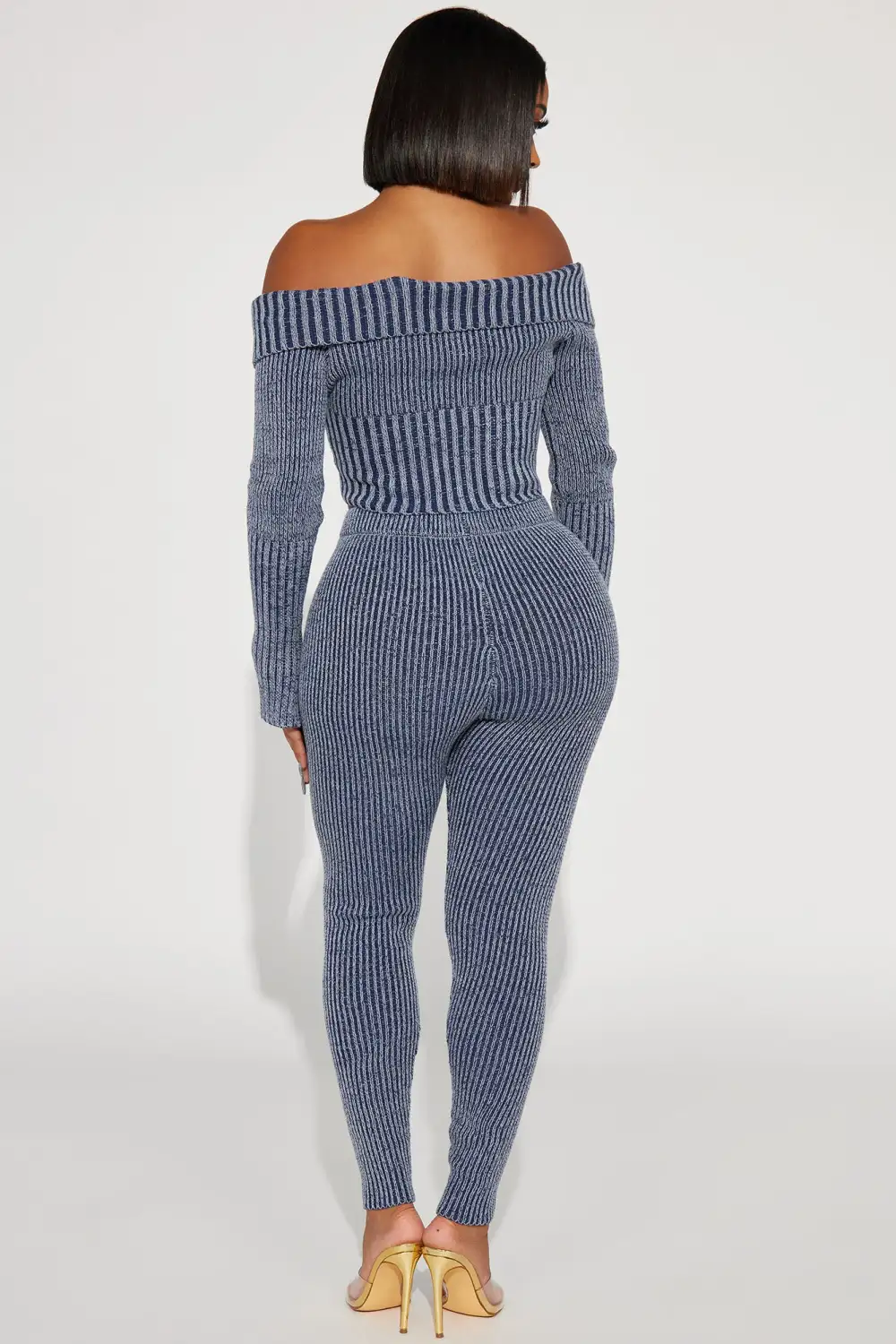 New Day Sweater Mineral Wash Legging Set - Blue