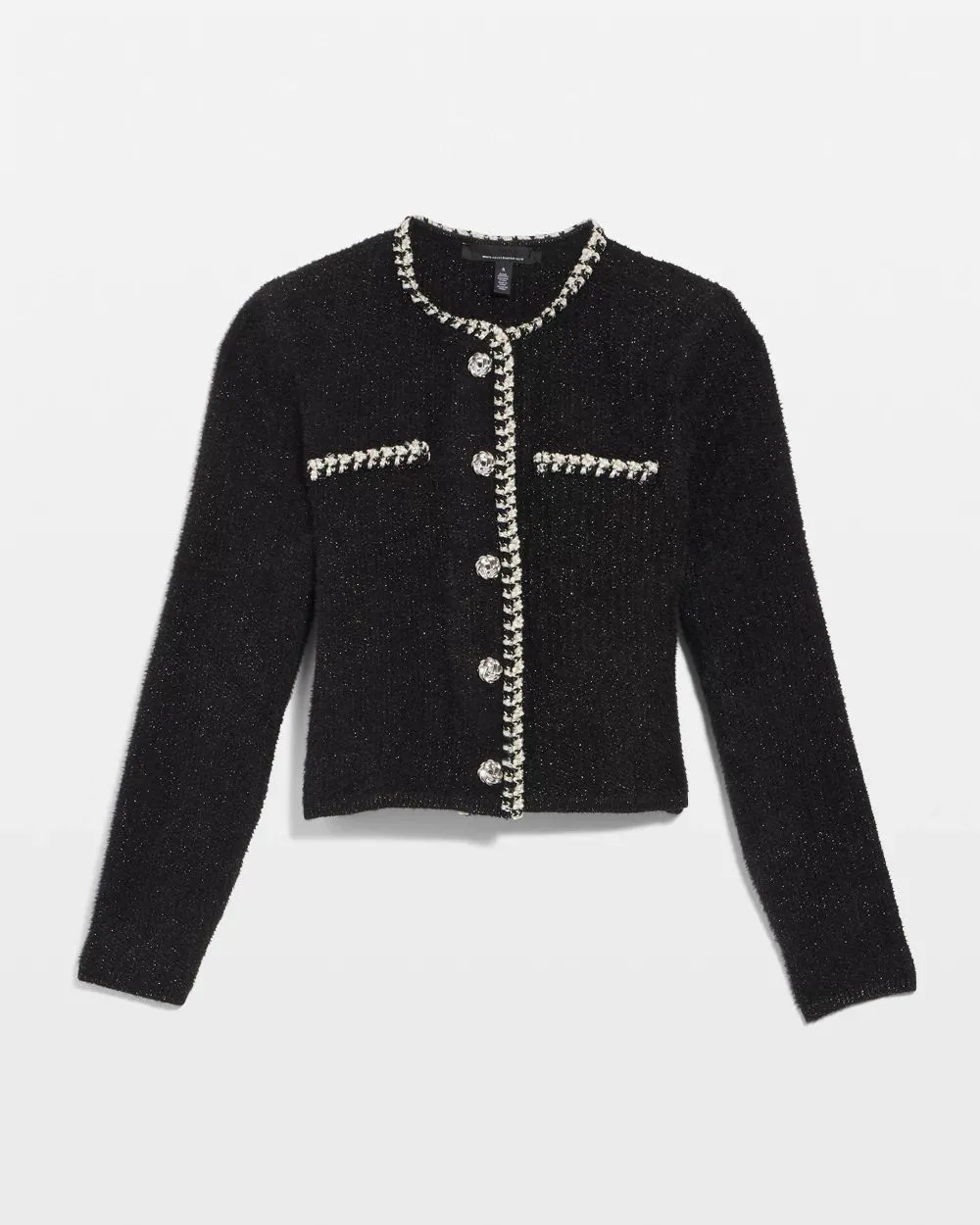 Petite Black and White Tweed Sweater Jacket