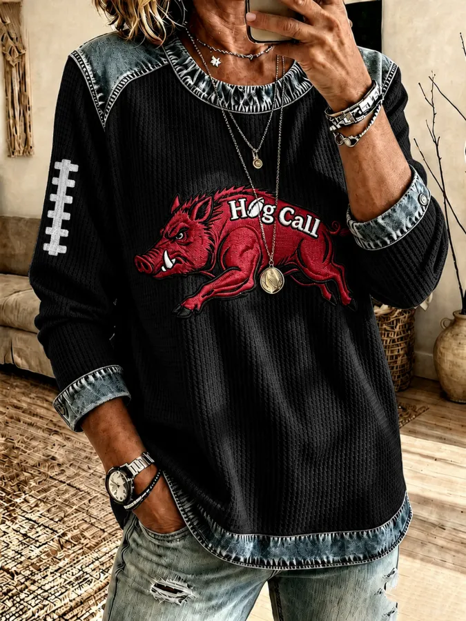 Women's Football Print Long Sleeved Sweatshirt