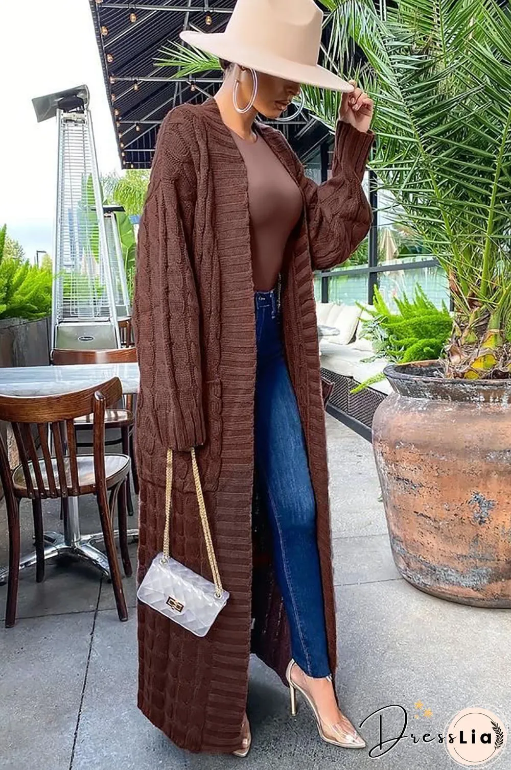 Winter Crochet Loose Long Twist Sweater Cardigan