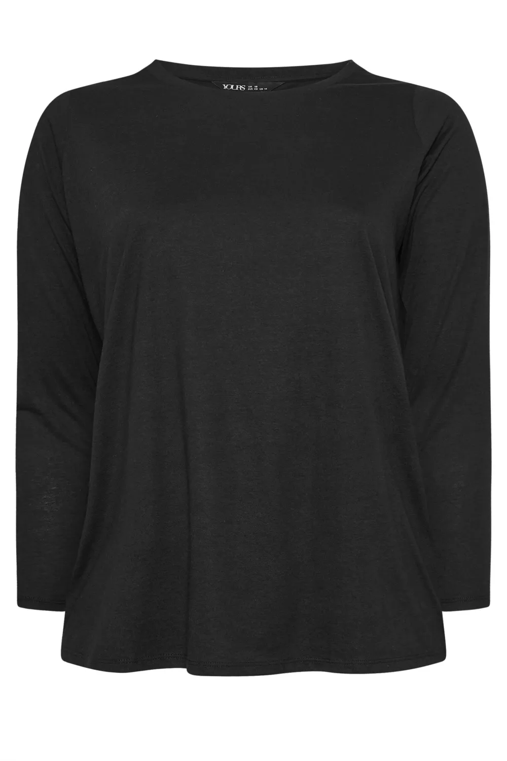 YOURS Curve Black Cotton Long Sleeve T-Shirt