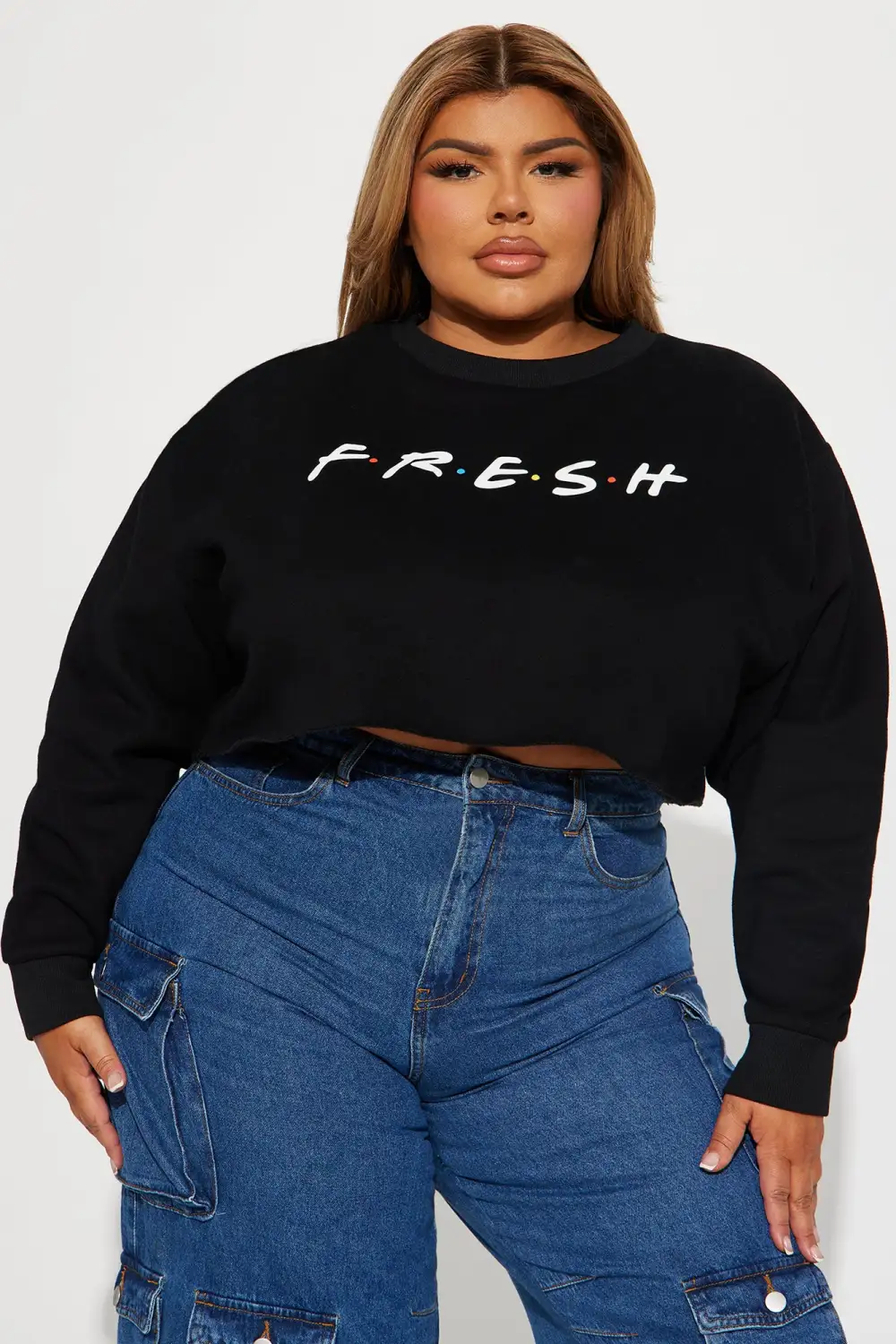 Keepin' It Fresh Cropped Sweatshirt - Black
