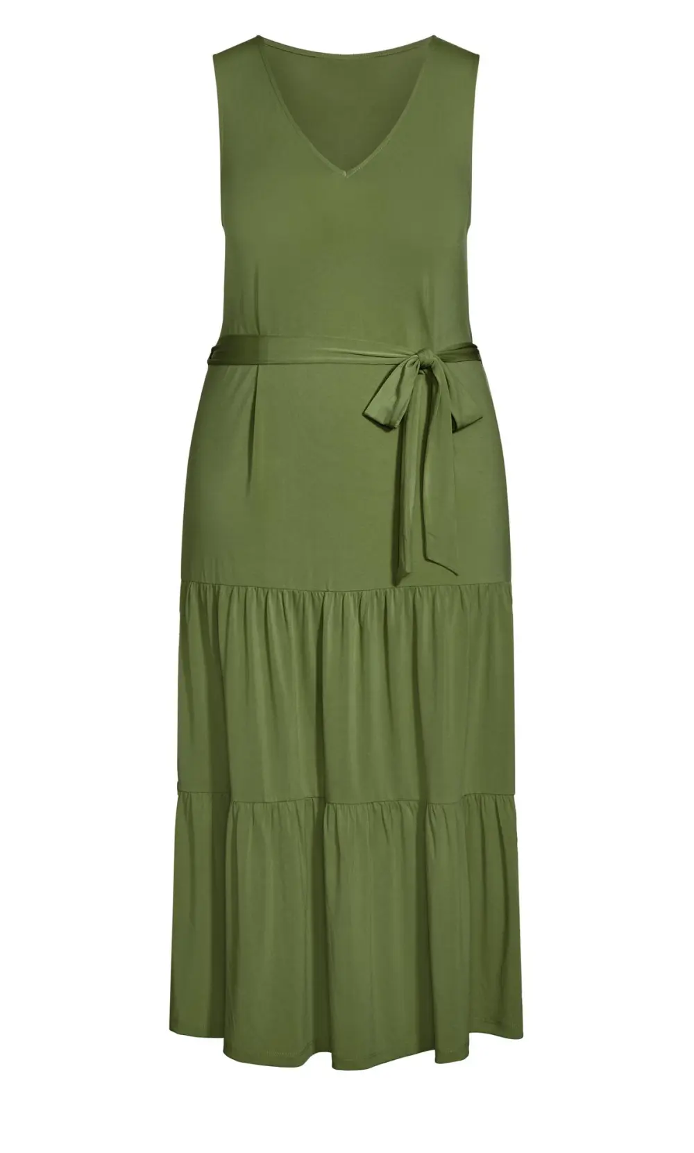 Evans Green Tiered Plain Maxi Dress