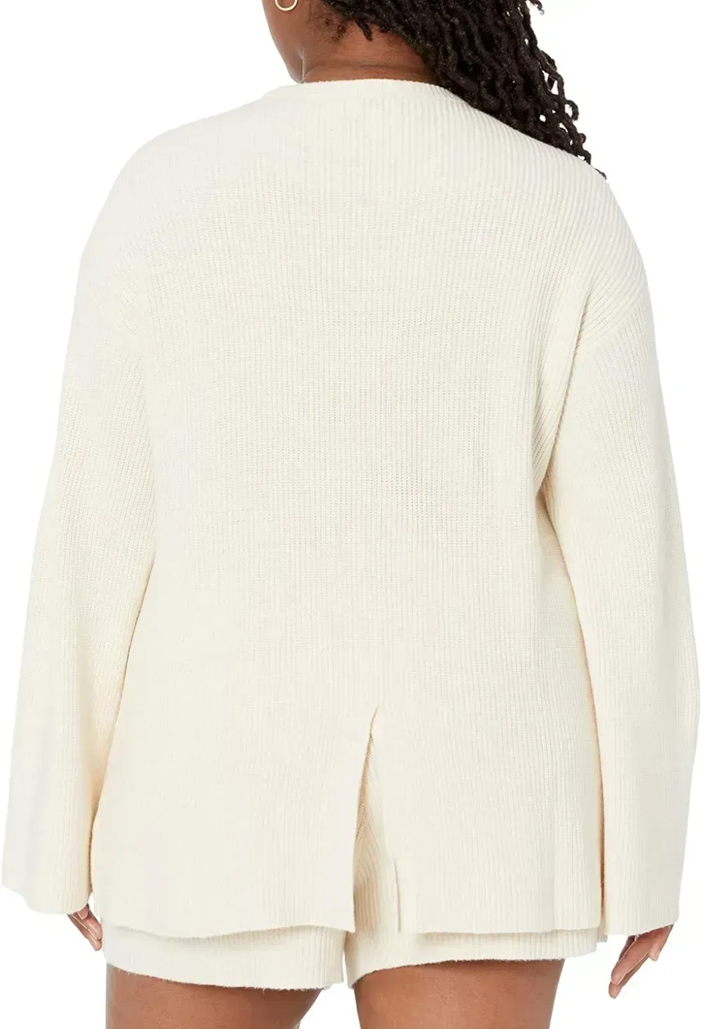 Women's Alice Crewneck Back-Slit Ribbed Pullover Sweater