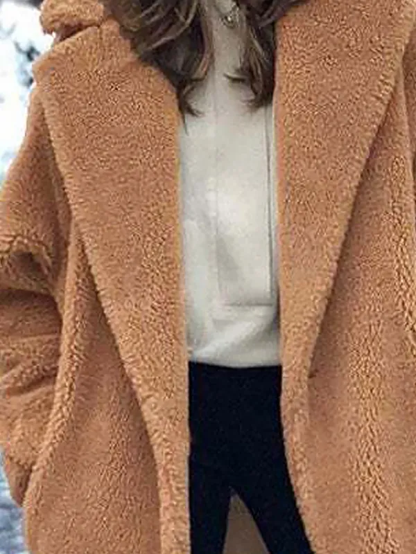 Polar Fleece Loose Plain Teddy Jacket